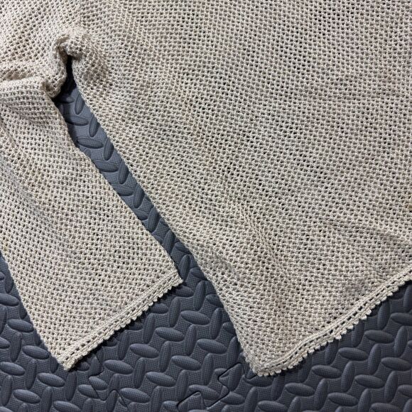 Avenue Sweater Womens Size 18/20 Beige Open Knit Split Neck Boho Pullover - Picture 2 of 7